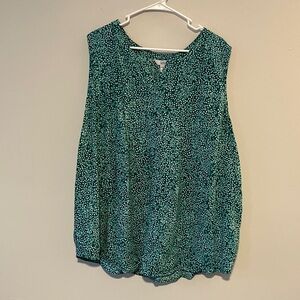 Croft & Barrow Teal Patterned Sleeveless Blouse